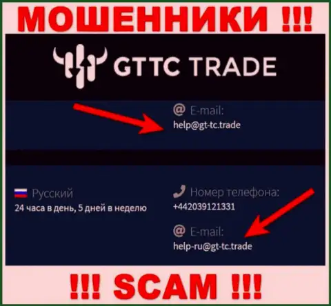 GT TC Trade - это МОШЕННИКИ !!! Данный адрес электронной почты расположен на их портале