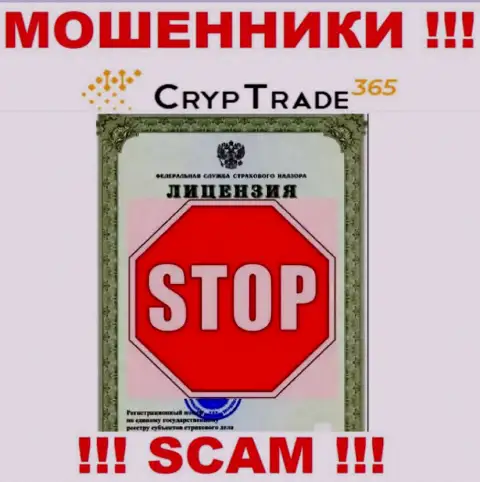 Работа CrypTrade365 нелегальна, потому что этой конторы не дали лицензию