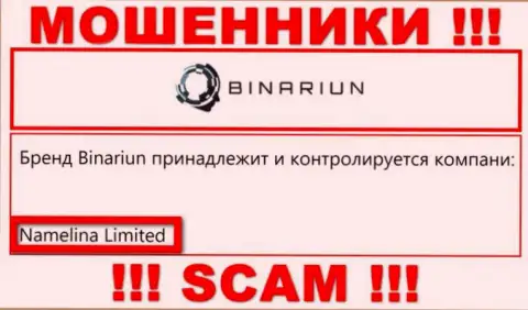 Вы не убережете собственные вклады работая с компанией Бинариун, даже в том случае если у них имеется юр. лицо Namelina Limited