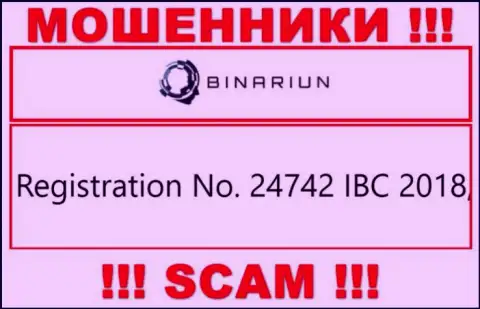 Номер регистрации компании Binariun Net, которую лучше обходить десятой дорогой: 24742 IBC 2018