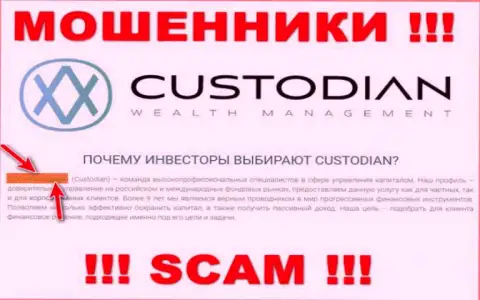 Юридическим лицом, управляющим мошенниками ООО Кастодиан, является ООО Кастодиан