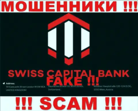 Так как юридический адрес на информационном портале Swiss Capital Bank липа, то в таком случае и связываться с ними не нужно
