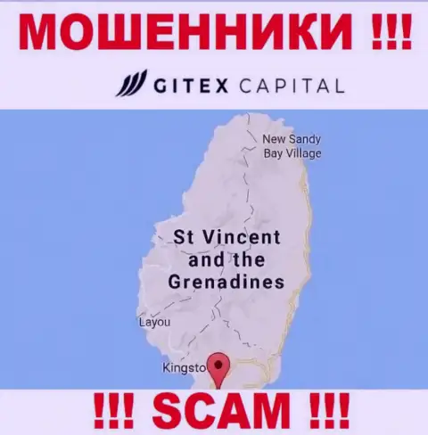 На своем информационном ресурсе Гитекс Капитал указали, что они имеют регистрацию на территории - St. Vincent and the Grenadines