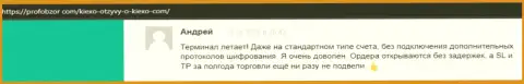 Комментарий валютного игрока, который имеет опыт трейдинга с ФОРЕКС дилинговой компанией KIEXO на сайте ПрофОбзор Ком