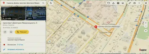 Представленный одним из работников 770 Капитал адрес расположения жульнической форекс организации на Yandex Maps